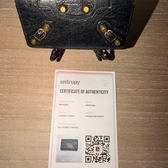 Balenciaga Classic Moto Leather Wallet Black w Antique Brass Hardware - Picture 2 of 10